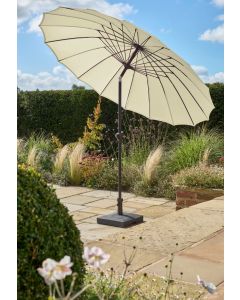 Royce Geisha 270cm Round Crank & Tilt Parasol. Taupe Canopy. Night Cover Included.