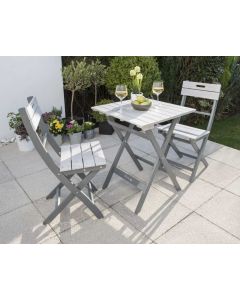 Grigio Bistro 2 Seat Set (Grigio 60x60cm Folding Table, 2 Grigio Folding Chairs)