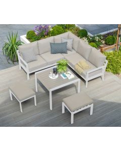 Titchwell Mini Corner Lounge Set with Standard Table White