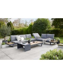 Easton Large Corner Set With Integrated  Sunlounger - Grey