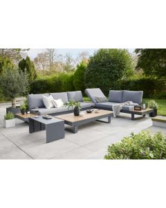 Easton Large Corner Set With Integrated  Sunlounger - Grey