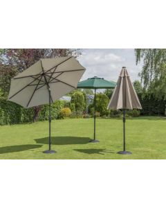 Elizabeth 220cm Round Crank & Tilt Parasol. Taupe Canopy.