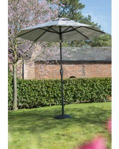 Elizabeth 220cm Round Crank & Tilt Parasol. Mouse Grey Canopy.