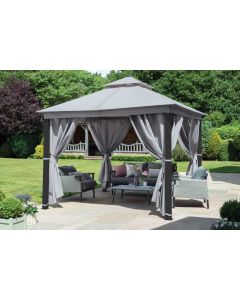 Luxury Gazebo 300x300cm Grey Frame, Grey Canopy, with Integrated LED Lighting