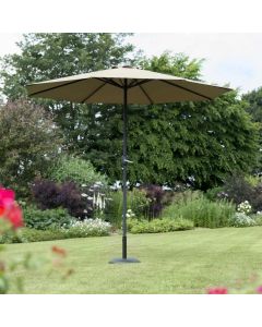 Penny 300cm Round Crank & Tilt Parasol. Taupe Canopy.
