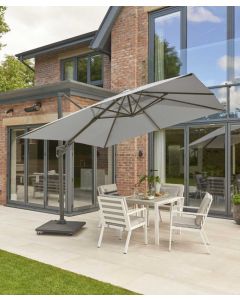 Royce Ambassador 300x300cm Cantilever Parasol with LED Lights. Soft Grey Canopy