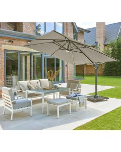 Royce Ambassador 300x300cm Cantilever Parasol with LED Lights. Smoke Grey Canopy. Night Cover Included.