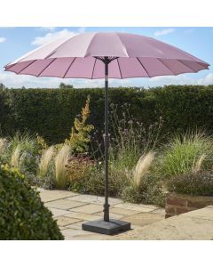 Royce Geisha 270cm Round Crank & Tilt Parasol. Pink Canopy. Night Cover Included.