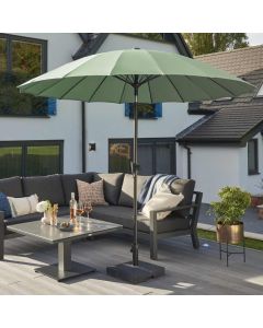 Royce Geisha 270cm Round Crank & Tilt Parasol. Olive Canopy. Night Cover Included.
