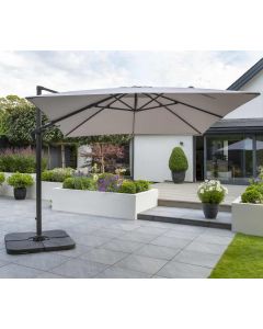 Royce Executive 300x300cm Cantilever Parasol. Soft Grey Canopy. Night Cover Included.