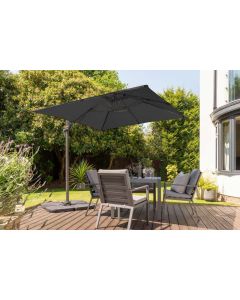 Royce Junior 250x250cm Cantilever Parasol. Carbon Canopy. Night Cover Included.