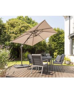 Royce Junior 250x250cm Cantilever Parasol. Taupe Canopy. Night Cover Included.