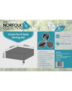 6 Seat Dining Set Weather Cover - L205cm x W195cm x H90cm