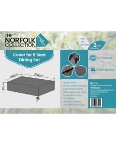 6 Seat Dining Set Weather Cover - L288cm x W170cm x H85cm