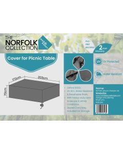 Picnic Table Weather Cover - L203cm x W172cm x H70cm