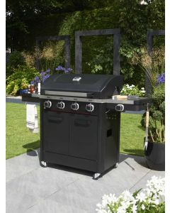 Infinity 4 Burner Gas BBQ with Side Burner, Rotisserie Burner and Accessory Bundle