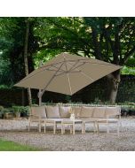 Platinum Challenger T2 Glow LED Cantilever Parasol 300x300cm. Sandstone Frame Champagne Canopy