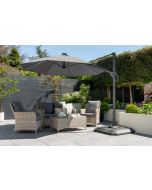 Onebo 300cm Cantilever Parasol with LED Lights and Base. Grey Canopy.
