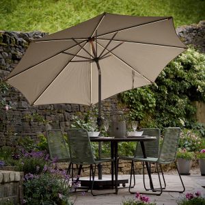 Platinum Glow Defender 300cm Round Taupe Parasol with LED Lights