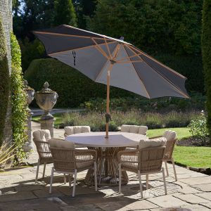 Platinum Riva 300cm Teak Look Round Anthracite Parasol