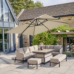 Platinum Premium Challenger T2  Cantilever Parasol 300x300x265cm. Champagne Canopy 
