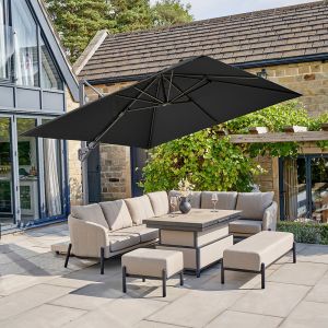 Platinum Premium Challenger T2  Cantilever Parasol 300x300x265cm. Faded Black Canopy 