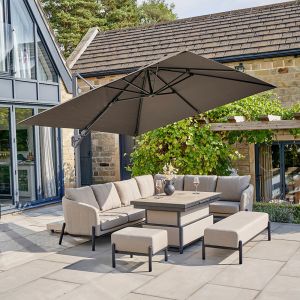 Platinum Premium Challenger T2  Cantilever Parasol 300x300x265cm. Havana Taupe Canopy 
