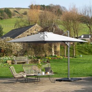 Platinum Challenger T2 Cantilever Parasol 350x260x264cm. Anthracite Frame. Luna Grey Canopy 