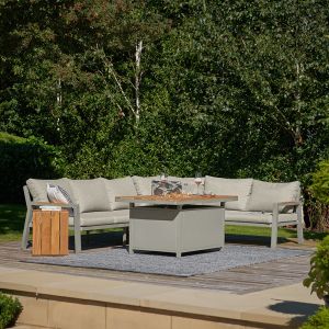 Stockholm Limestone Corner Lounge Set with Fire Pit Table