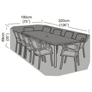 8-10 Seat Rectangular Suite Weather Cover 320x190x89cm 