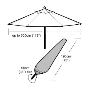 Large Parasol Weather Cover 190x96 circ - Up to 300cm Parasol
