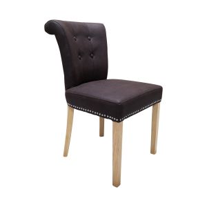 Castle Dining Chair  - Box of 2 (Nevis Faux Leather Fabric,  Natural Oak Leg)