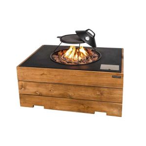 Happy Cocoon Teak Rectangular Gas Fire Pit