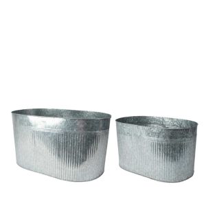 Oval Zinc Planters Set of 2