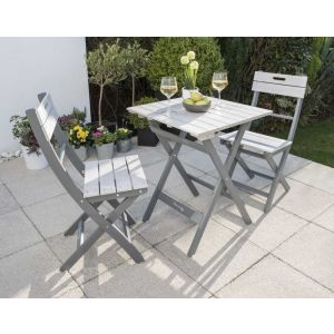 Grigio Bistro 2 Seat Set (Grigio 60x60cm Folding Table, 2 Grigio Folding Chairs)