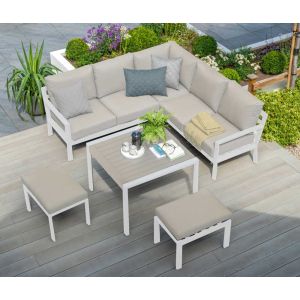 Titchwell Mini Corner Lounge Set with Standard Table White