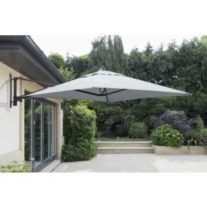 Norfolk  Wall Mounted Cantilever Parasol 200x200cm Square. Mouse Grey Canopy.