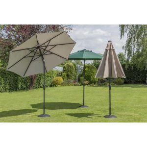 Elizabeth 220cm Round Crank & Tilt Parasol. Taupe Canopy.