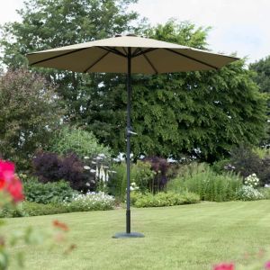 Penny 300cm Round Crank & Tilt Parasol. Taupe Canopy.