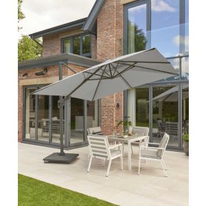 Royce Ambassador 300x300cm Cantilever Parasol with LED Lights. Soft Grey Canopy