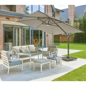 Royce Ambassador 300x300cm Cantilever Parasol with LED Lights. Smoke Grey Canopy. Night Cover Included.
