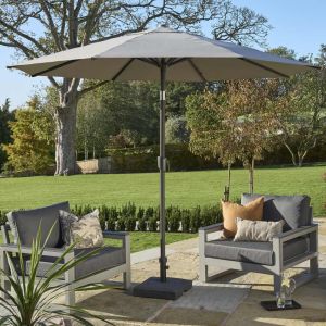 Royce Premium 300cm Round Parasol with LED LIghts. Carbon Canopy. Night Cover Included.